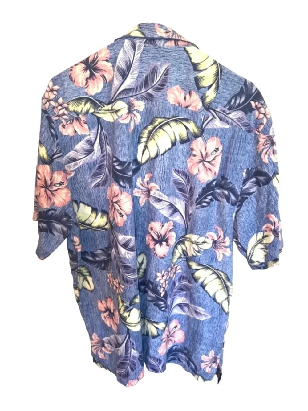 Tommy Bahama Mens Blue Silk Blend Floral Hawaiian Camp Shirt Short Sleeve Travel